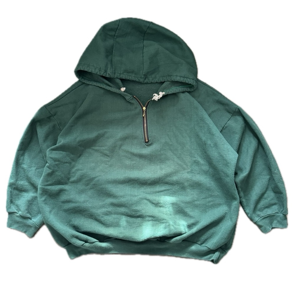 Vintage Forest Green Quarter-Zip Hoodie
